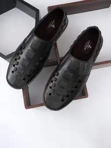 NICO NERINI Men Leather Shoe-Style Sandals