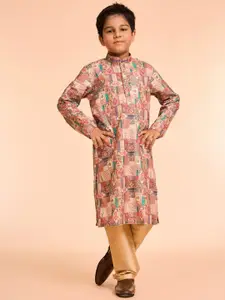 Manyavar Boys Floral Printed Kurta with Pyjama