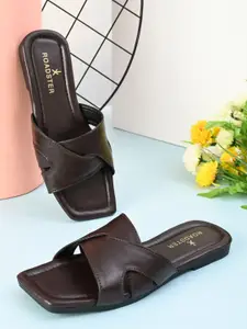 The Roadster Lifestyle Co Women Solid Party Square Shape Open Toe Flats