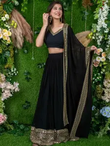 BAESD Embroidered Sequinned Semi-Stitched Lehenga & Unstitched Blouse With Dupatta