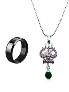 Dynamic Retail Global Dynamic Retail Combo of Global Men Chain with Trishul Pendant and Ring