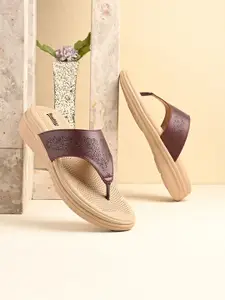 The Roadster Lifestyle Co Women Textured Laser Cut Comfort Open Toe Flats