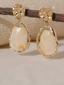 Niska Stainless Steel Gold Plated Artificial Stones Contemporary Drop Earrings