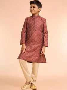 Manyavar Boys Floral Printed Kurta with Pyjama