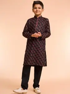 Manyavar Boys Woven Design Kurta with Pyjama