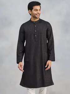 Fabindia Striped Long Sleeves Mandarin Collar Straight Kurta