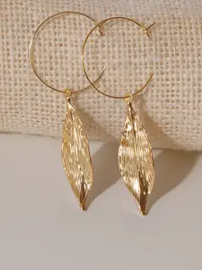 Niska Stainless Steel Gold Plated Contemporary Drop Earrings