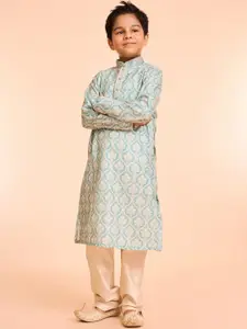 Manyavar Boys Floral Printed Kurta with Pyjama