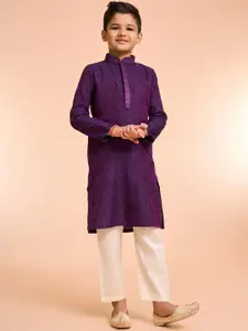 Manyavar Boys Floral Printed Kurta with Pyjama