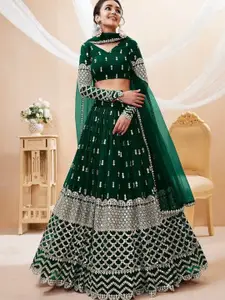 BAESD Embroidered Sequinned Semi-Stitched Lehenga & Unstitched Blouse With Dupatta