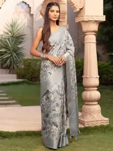 Soch Women Floral Printed Zari Tussar Saree