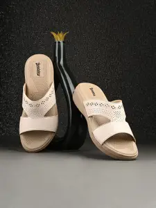 The Roadster Lifestyle Co Women Textured Laser Cuts Comfort Open Toe Flats