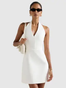 Forever New Women Solid Halter Neck Fit & Flare Mini Dress