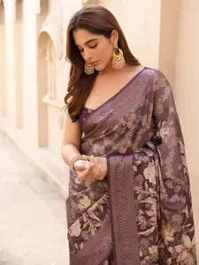 Soch Ethnic Motifs Printed Zari Tussar Saree