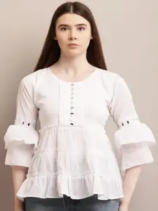 69 FASHION STREET Ruffles  Women Self Design Peplum Top