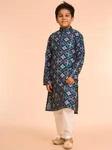 Manyavar Boys Floral Printed Kurta with Pyjama
