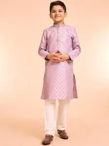 Manyavar Boys Floral Embroidered Kurta with Pyjama