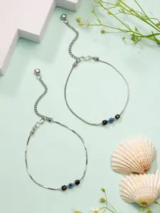 Sangria Silver-Plated Artificial Beads Anklet