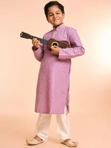 Manyavar Boys Woven Design Kurta with Pyjama