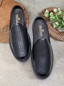 SHUAN Men Textured Leather Smart Casual Mules
