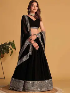 BAESD Embroidered Sequinned Semi-Stitched Lehenga & Unstitched Blouse With Dupatta