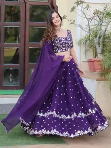 BAESD Embroidered Sequinned Semi-Stitched Lehenga & Unstitched Blouse With Dupatta