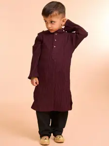 Manyavar Boys Textured Kurta with Pyjama