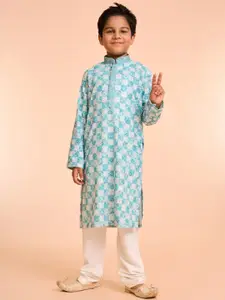 Manyavar Boys Floral Printed Kurta with Pyjama