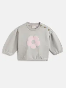 Chicco Girls Floral Printed Round Neck Sweatshirt
