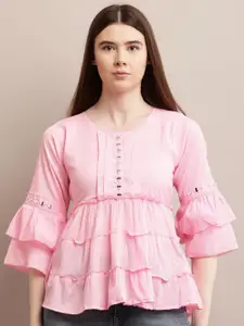 69 FASHION STREET Women Ruffles Georgette Peplum Top