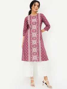 max Geometric Printed Round Neck Straight Kurta