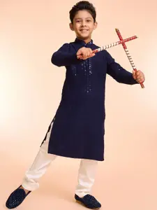 Manyavar Boys Floral Embroidered Kurta with Pyjama