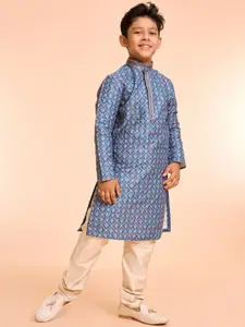 Manyavar Boys Floral Printed Kurta with Pyjama