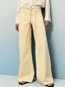 MANGO Women Mid-Rise Wide Leg Flared Jeans