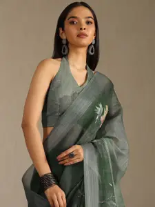 Soch Floral Sequinned Linen Blend Saree