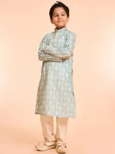 Manyavar Boys Floral Printed Kurta with Pyjama
