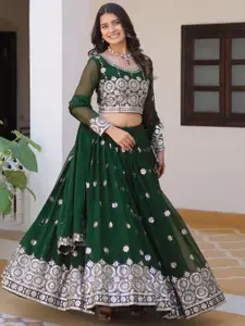 BAESD Embroidered Sequinned Semi-Stitched Lehenga & Unstitched Blouse With Dupatta