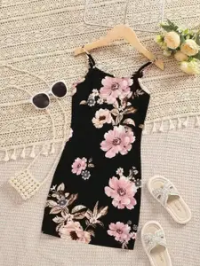 IKONIC FASHION Girls Floral Printed Bodycon Dress