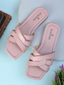 The Roadster Lifestyle Co Women Solid Party Square Shape Open Toe Flats