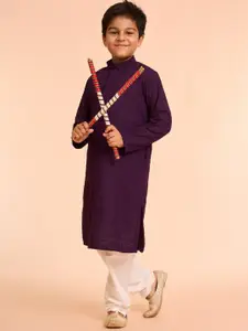 Manyavar Boys Textured Kurta with Pyjama
