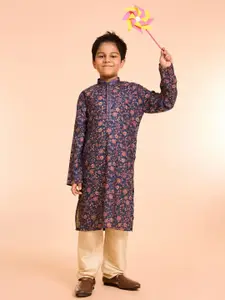 Manyavar Boys Floral Printed Kurta with Pyjama