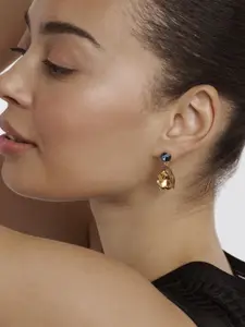 Ted Baker Gold-Plated Crystals Studded Teardrop Shaped Drop Earrings