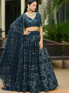BAESD Embroidered Sequinned Semi-Stitched Lehenga & Unstitched Blouse With Dupatta