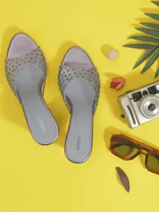 Mochi Women Embellished Block Peep Toes