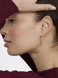 Ted Baker Gold-Plated Crystals Studded Geometric Drop Earrings