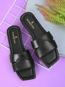 The Roadster Lifestyle Co Women Solid Party Square Shape Open Toe Flats