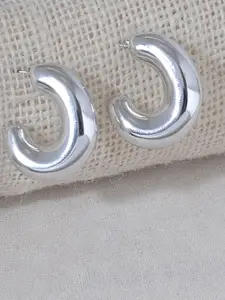 Niska Stainless Steel Gold Plated Contemporary Half Hoop Earrings