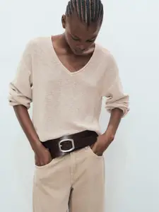 MANGO V-Neck Relaxed Knitted Pullover