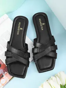 The Roadster Lifestyle Co Women Solid Party Square Shape Open Toe Flats