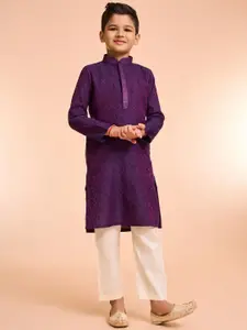 Manyavar Boys Floral Printed Kurta with Pyjama